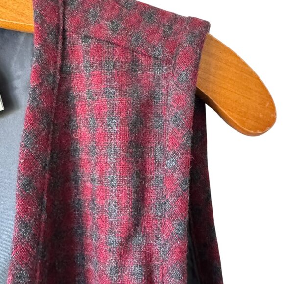 Eddie Bauer Wrap Maxi Dress V Neck Fringe Hem Plaid Sleeveless Lined Wool Blend - Picture 13 of 16